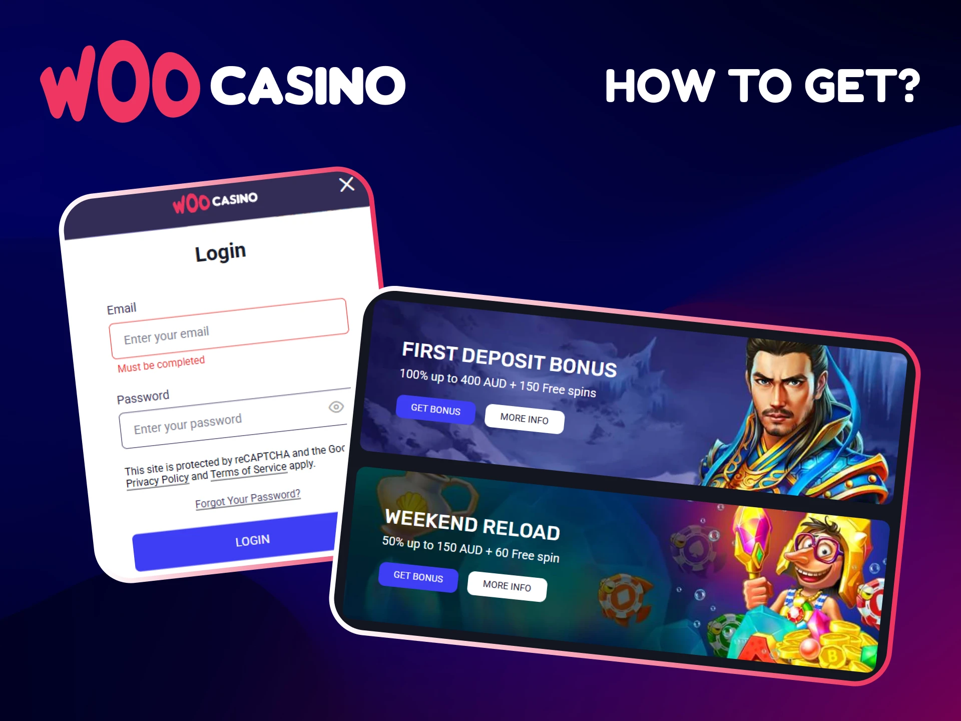 Find out how you can get bonuses on the Woo Casino platform.